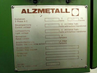 Machine tech data