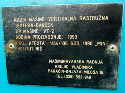 Podaci o mašini
