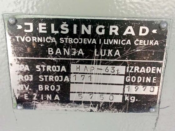 Tehnički podaci ma&scaron;ine