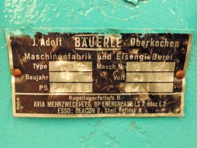 Machine tech data