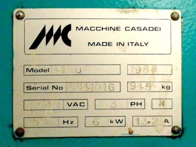Machine tech data