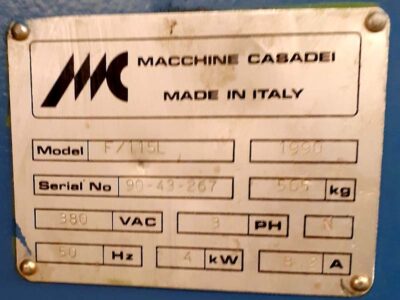 Machine tech data