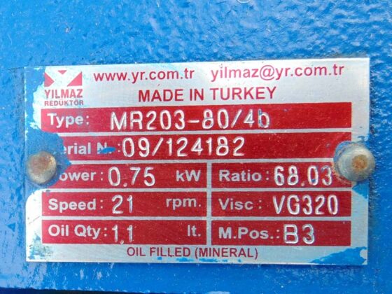 Tehnički podaci reduktora