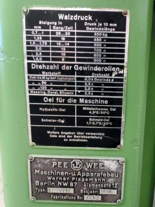 Tehnički podaci o utiskivanju navoja