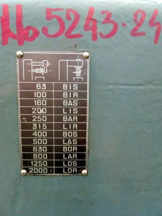 Machine tech data