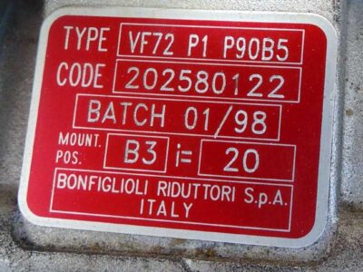 Worm reducer data